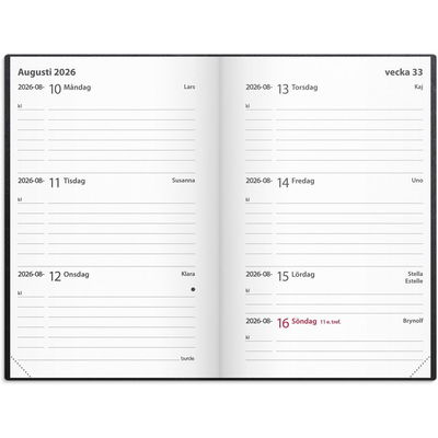 Kalender Leader 2026 konstläder svart
