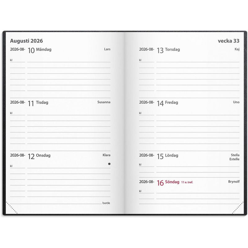 Kalender Leader 2026 konstläder svart
