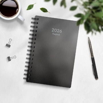 Almanacka Burde 1023 Dagbok PP-plast 2027 Svart