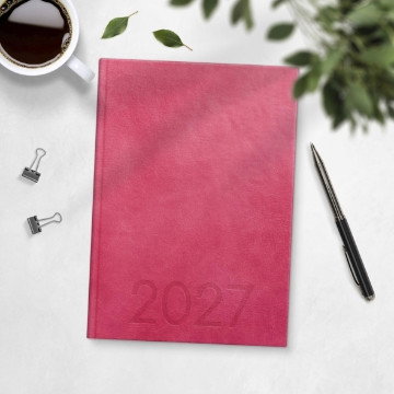 Almanacka Burde 1179 Weekly Konstläder Inbunden 2027 Rosa A5