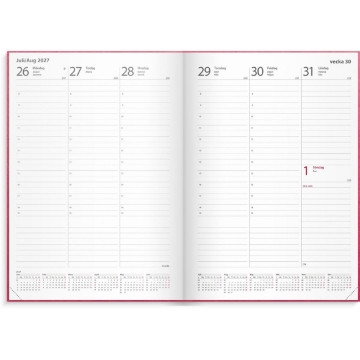 Almanacka Burde 1179 Weekly Konstläder Inbunden 2027 Rosa A5