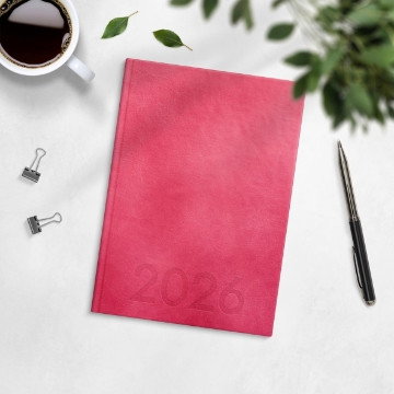 Almanacka Burde 1179 Weekly Konstläder Inbunden 2027 Rosa A5