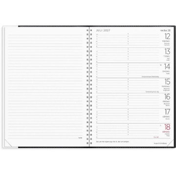 Almanacka Burde 1106 Stor Veckokalender Plast 2027 Svart
