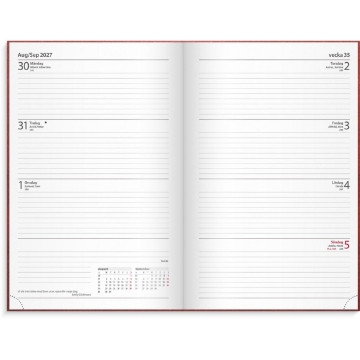 Almanacka Burde 1087 Dagbokskalender Inbunden 2027 Röd