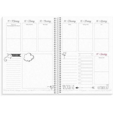 Almanacka Burde 1222 Veckoplanering Doodle 2027