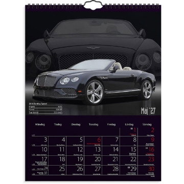 Väggkalender Burde 1723 Bilar 2027