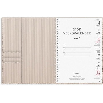Almanacka Burde 5709 Stor Veckokalender Amelia 2027 Beige A5