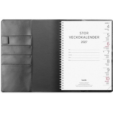 Almanacka Burde 5809 Stor Veckokalender 2027 Svart A5