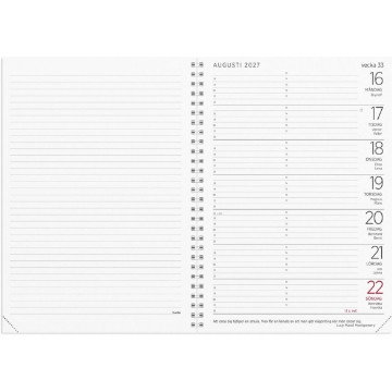 Almanacka Burde 5809 Stor Veckokalender 2027 Svart A5
