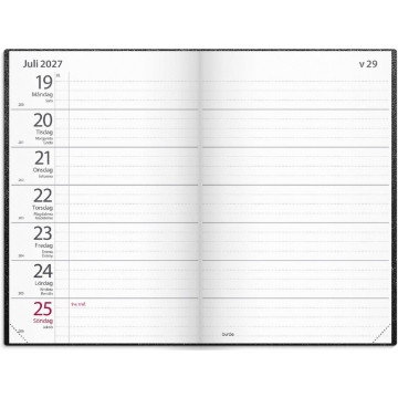 Almanacka Burde 3326 Fickagenda Konstläder 2027 Svart