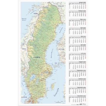 Almanacka Burde 5085 Väggblad Sverigekarta 2027