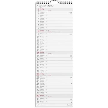 Väggkalender Burde 1710 Lilla Månadskalendern 2027