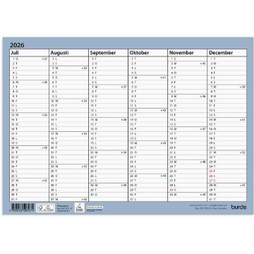 Väggkalender Burde 5072 Väggblad 26-27 A4
