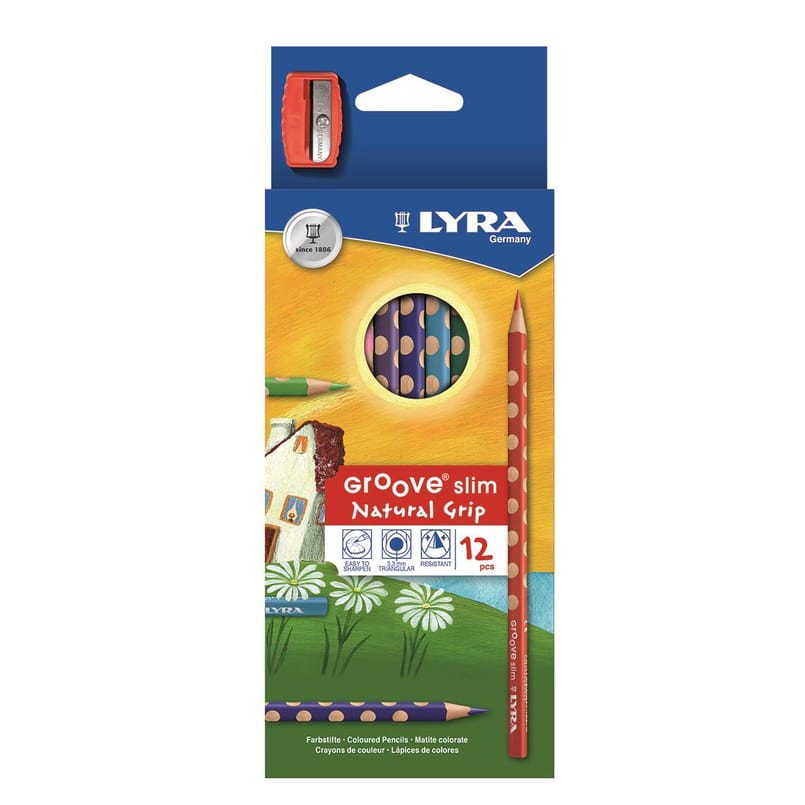 Färgpenna Blyerts Lyra Groove Slim 12 Färger + Vässare, 12 st/fp