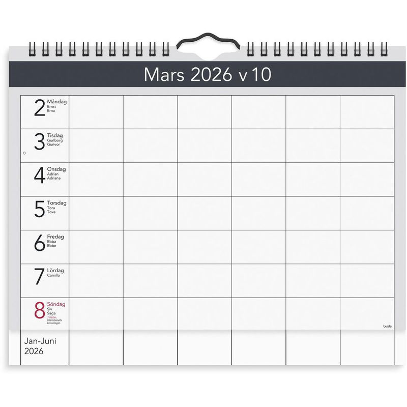 Väggkalender Väggagenda A4 2026