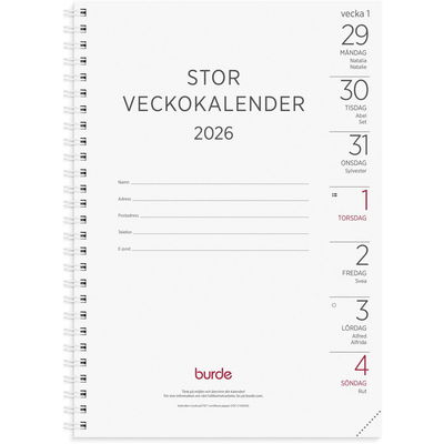 Stor Veckokalender refill 2026