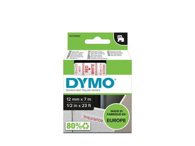 Märkband DYMO D1 12mm röd på vit
