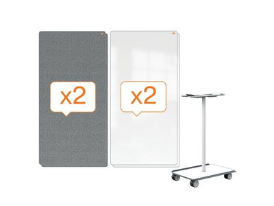 Whiteboard NOBO MoveMeet Mobil grå