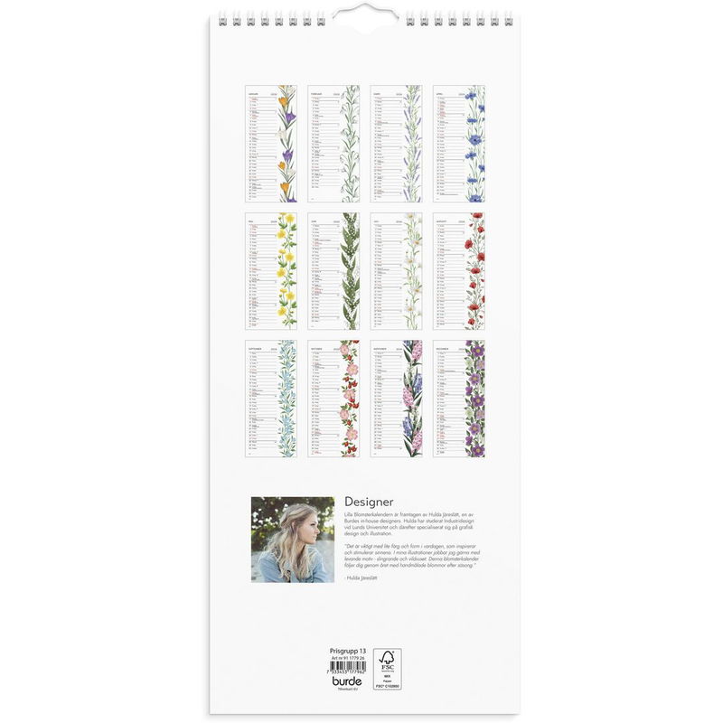 Väggkalender Lilla Blomsterkalender 2026