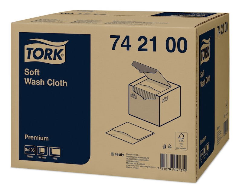 Tvättlapp TORK Pre 1-lag vit 1080/fp