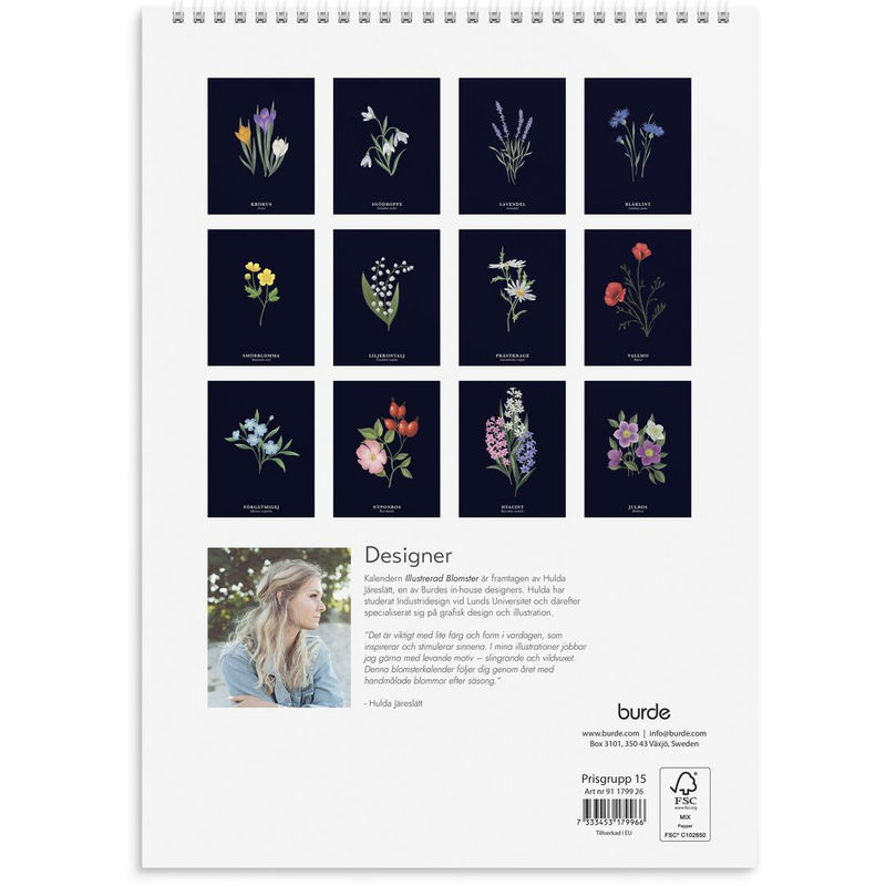 Väggkalender Illustrerad blomster 2026