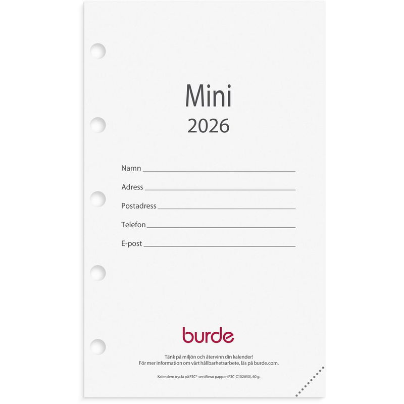 Mini kalendersats 2026