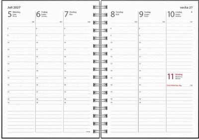 Almanacka Burde 5180 Weekly ECO Line 2027 Svart A6