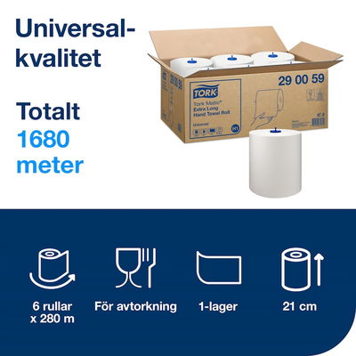 Pappershandduk Tork H1 Matic Uni 1-lag, 6 rl/fp