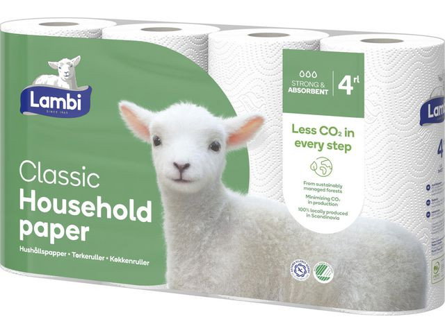 Hushållspapper Lambi Classic Dekor 3-lg Vit 13m, 20/fp