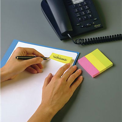 Märkflik Post-it Notes gul, rosa, grön 25x76mm, 300/fp
