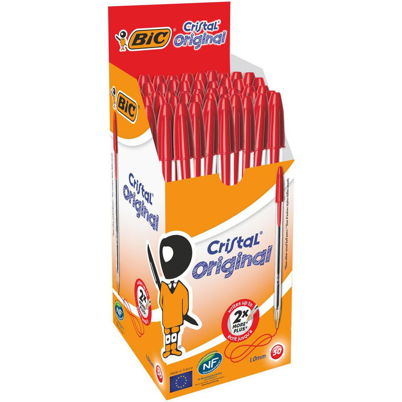 Kulspetspennor Bic Cristal röd Medium