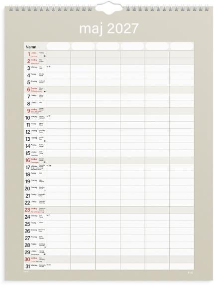Väggkalender Burde 1759 Familjekalender Praktisk 2027