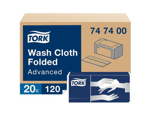 Tvättlapp Tork Advanced 4-lag Vit 25x19cm, 2400/fp