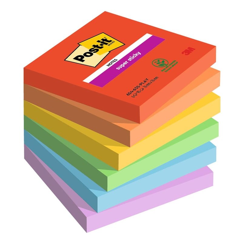Post-it Super Sticky Playful 76x76mm, 6/fp