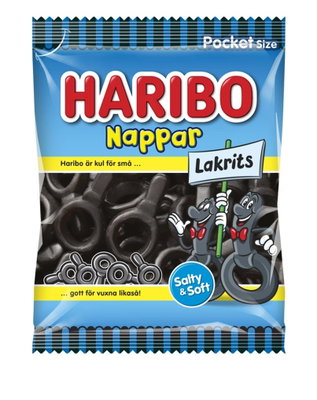 Godis Haribo Nappar lakrits 80g