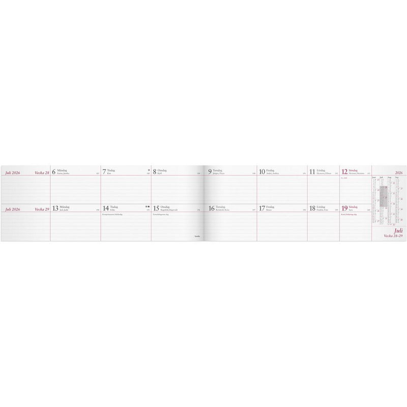 Tvåveckors Plankalender 2026
