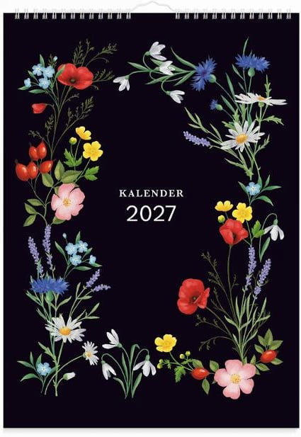 Väggkalender Burde 1799 Illustrerad Blomster 2027 A4