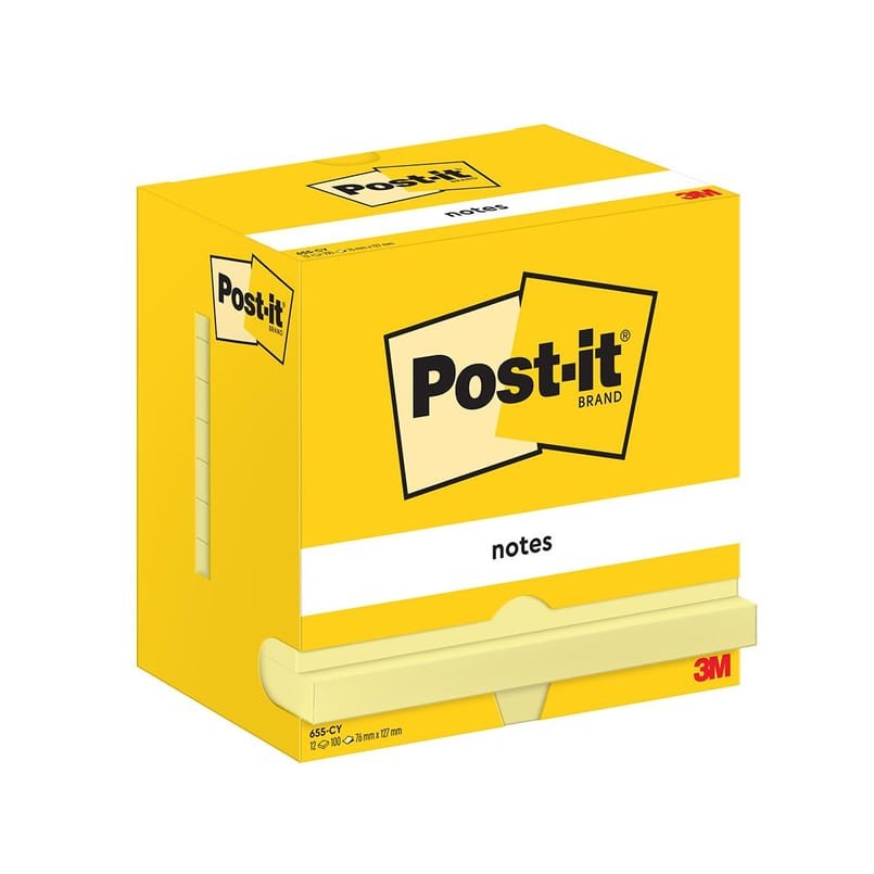Post-it 655 Gul 76x127mm, 12/fp