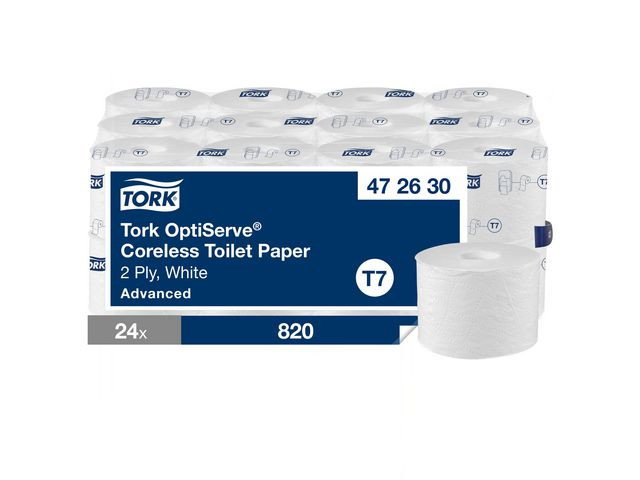 Toalettpapper TORK T7 OptiServe Coreless 2-lag, 24/fp