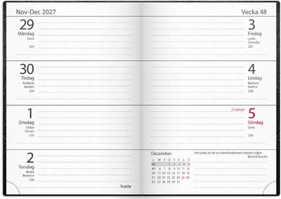 Almanacka Burde 3256 Lilla Fickdagboken Konstläder 2027