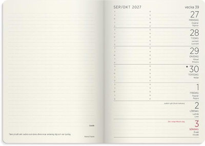 Almanacka Burde 5963 Liten Veckokalend Forma Deluxe 2027 A6