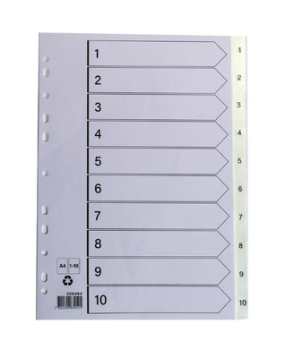 Plastregister A4 1-10 vit