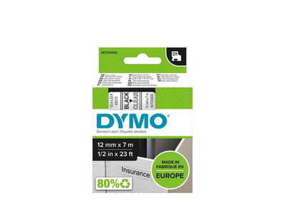 Märkband DYMO D1 12mm Svart/Klar 7m