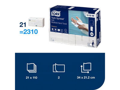 Pappershandduk Tork Xpress Premium H2, blå dekor, 2310/FP