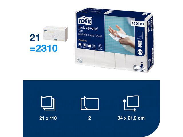 Pappershandduk Tork Xpress Premium H2, blå dekor, 2310/FP