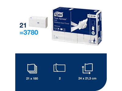 Pappershandduk Tork Xpress H2 Advanced 2-lag, 3780/FP