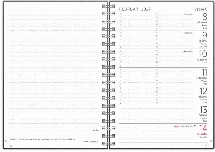 Almanacka Burde 1190 Liten Veckokalender Refill 2027