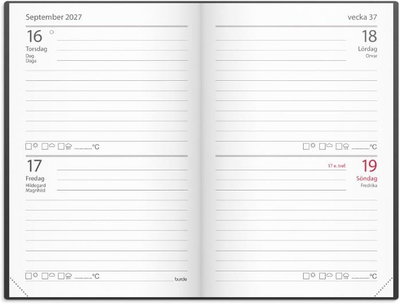 Almanacka Burde 1146 Stora Fick Konstläder 2027 Svart