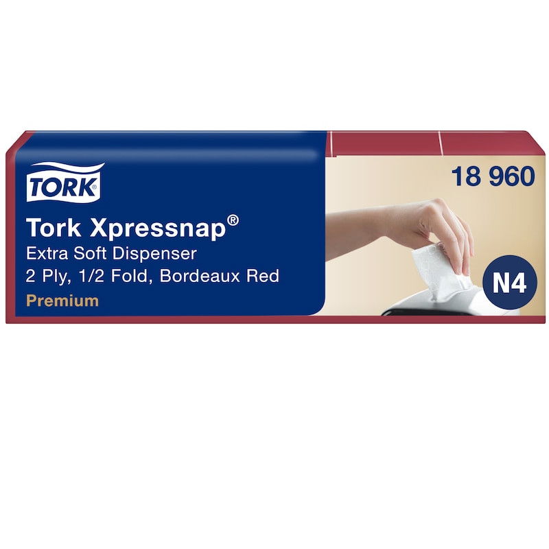 Dispenserservett Tork N4 2-lag Bordeaux 16,5x21,3cm, 1000/fp