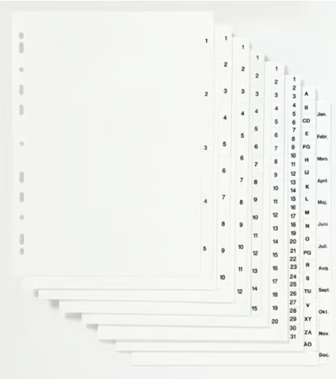 Plastregister A4 1-52 vit